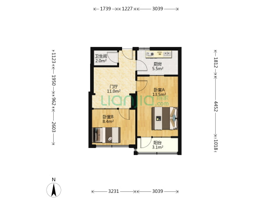 洛阳路18甲小区 2室0厅1卫 58平方