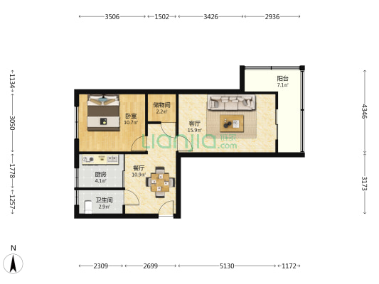 兰州石化三街区 1室2厅1卫 52平方
