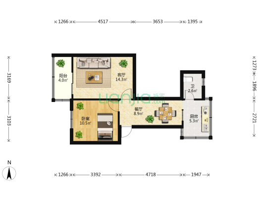 省测绘局宿舍 1室2厅1卫 44平方