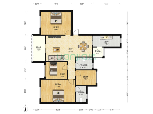 恒大文化旅游城9组团 4室1厅2卫 149平方