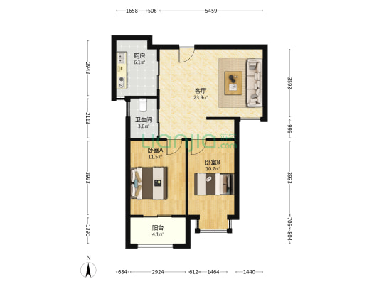 青年新苑 2室1厅1卫 81平方