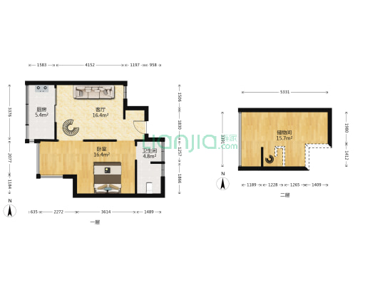 万科东海岸一期 1室1厅1卫 55平方