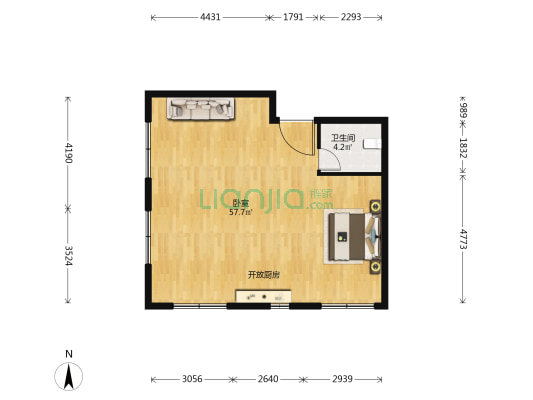 瀛嘉汇 2室1厅1卫 90平方