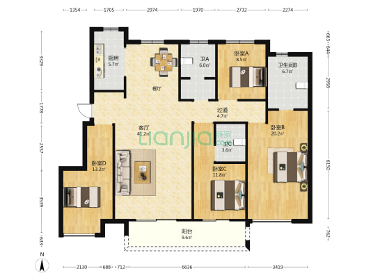中骏华信璟悦 4室1厅3卫 152平方