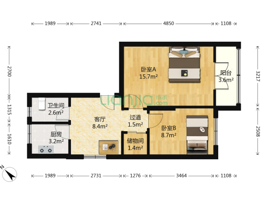 朝园里 2室1厅1卫 38平方