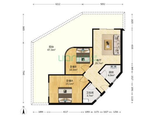 粮油收储公司家属院 2室1厅1卫 64平方
