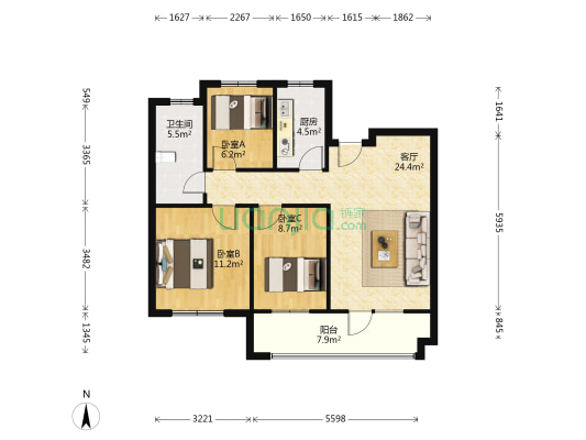 隆和大溪谷三期 3室1厅1卫 95平方