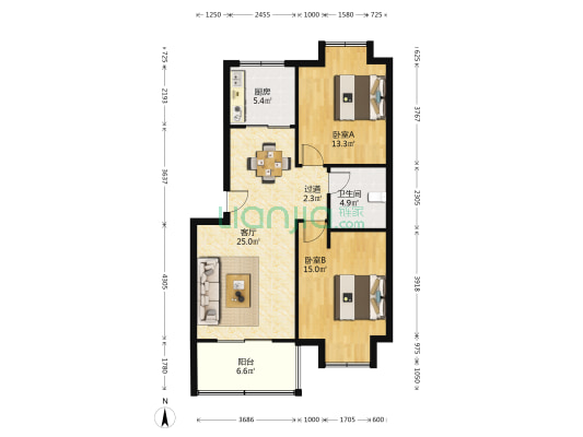 茗香庭 2室1厅1卫 82平方