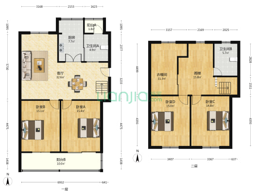 中城小区 4室1厅2卫 137平方