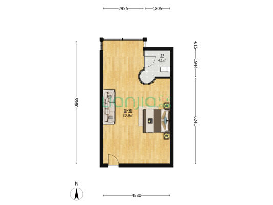 丽园金都 1室0厅1卫 64平方