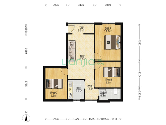 第一平安小区 3室1厅1卫 81平方