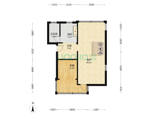 玉林八巷 1室1厅1卫 62平方
