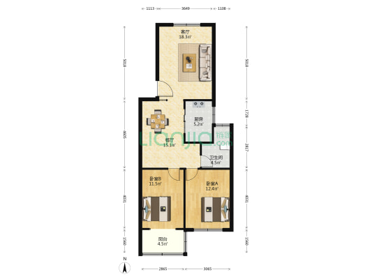 魏都幸福庄园 2室2厅1卫 90平方