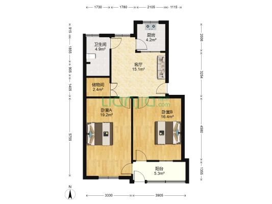 黄海汽配宿舍楼 2室1厅1卫 79平方