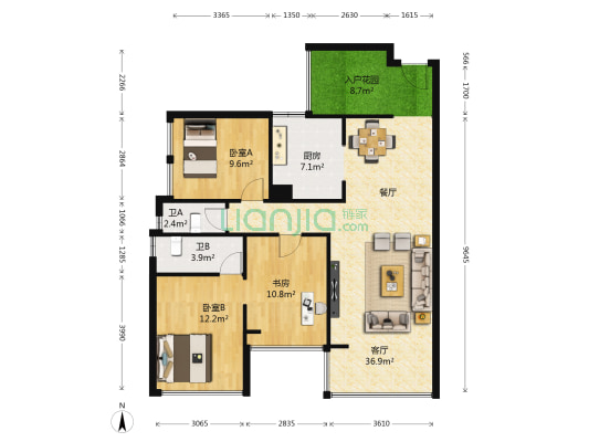未来方舟H3组团 3室1厅2卫 105平方