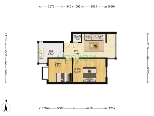 昆明平板玻璃厂第二生活区 2室1厅1卫 49平方