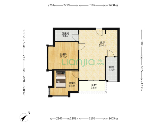 兆丰大厦 2室1厅1卫 69平方
