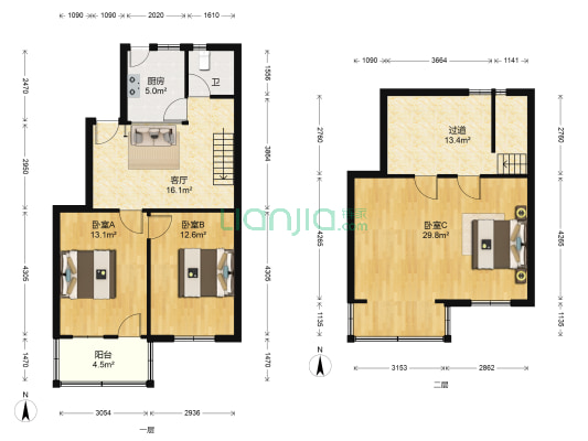 八十间小区北区 3室1厅1卫 107平方