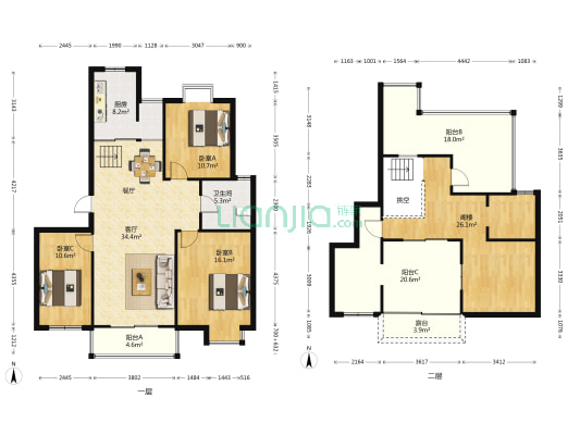 紫阳花园 3室1厅1卫 108平方