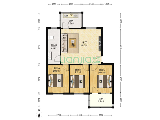 电前村 3室1厅1卫 86平方