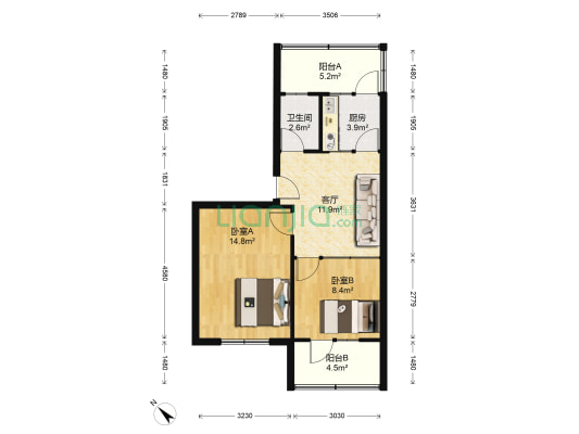 紫竹北街27号 2室1厅1卫 60平方