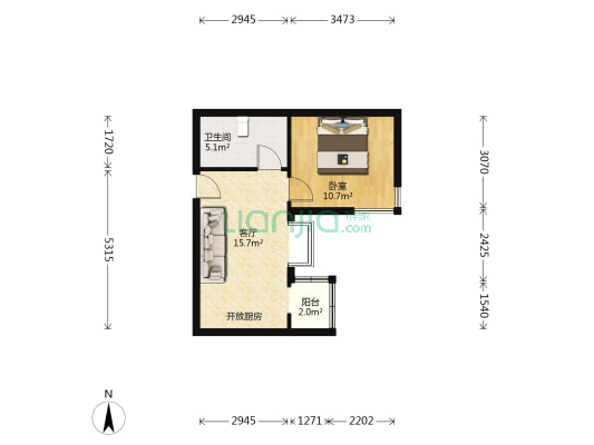 盛和家园 1室1厅1卫 48平方