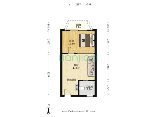 南昌路103号 1室1厅1卫 49平方