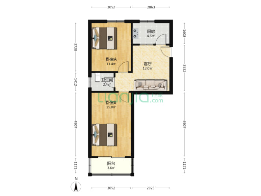 颐和苑 2室1厅1卫 62平方