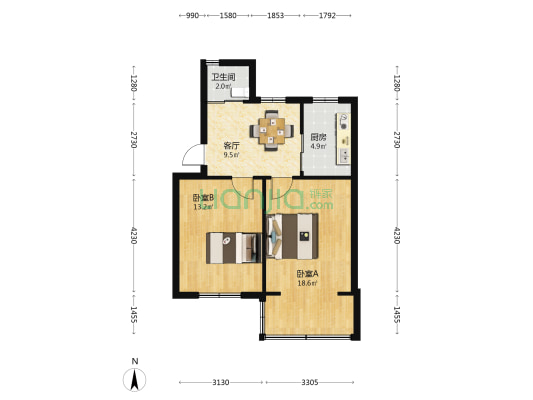 萧然东路333号 2室1厅1卫 52平方
