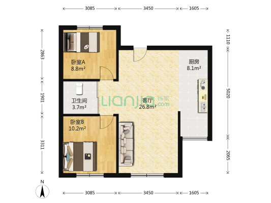 吴中天玺 2室1厅1卫 87平方