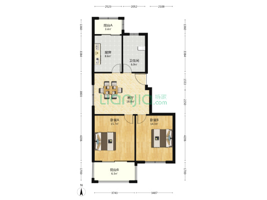 疏航桥新苑 2室1厅1卫 100平方