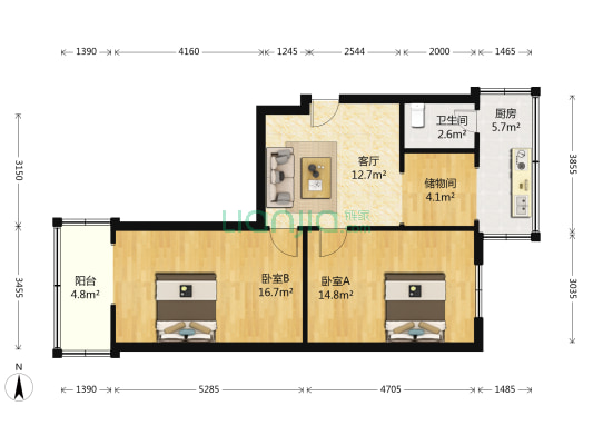 营和街62号 2室1厅1卫 66平方