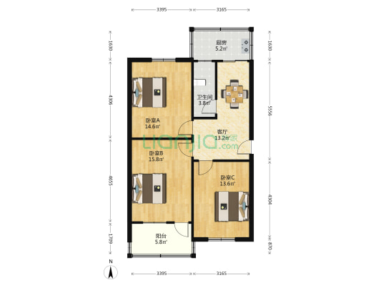 山东法官培训学院警卫室宿舍 3室1厅1卫 84平方
