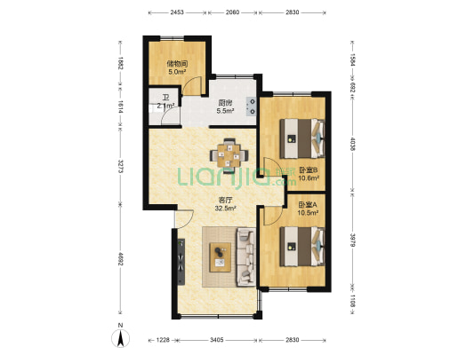 西山路南一里小区 2室1厅1卫 76平方
