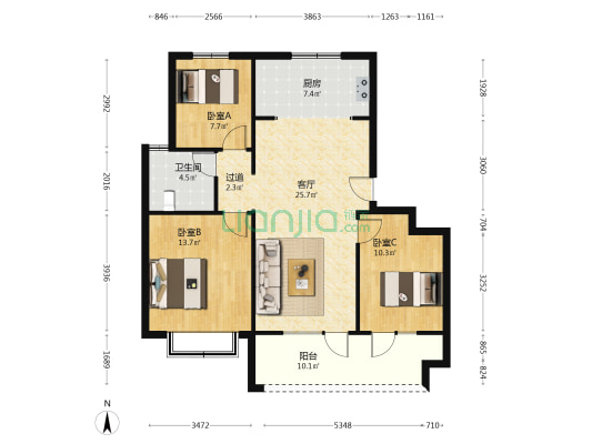 隆和大溪谷六期 3室1厅1卫 100平方