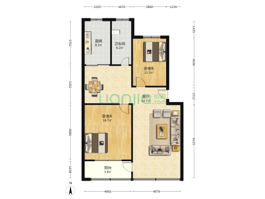 刘张小区 2室1厅1卫 109平方