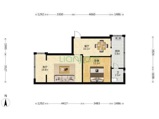 龙井街20号 1室2厅1卫 48平方