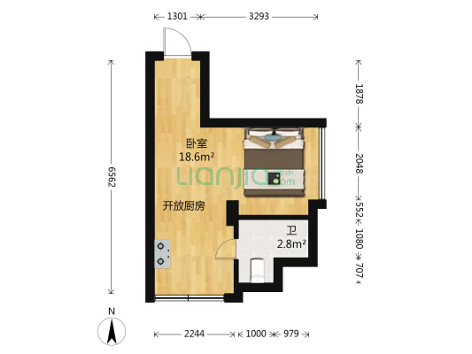 蓝天兴都商务大厦 1室0厅1卫 60平方