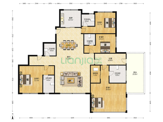 滨投云栖名筑 4室1厅5卫 303平方