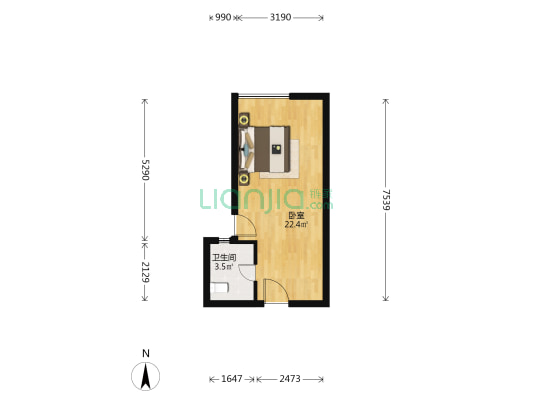 宝裕广场 1室0厅1卫 45平方
