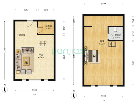 龙城21-幸福家园七期 1室1厅1卫 80平方