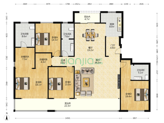 世园林曦 4室2厅3卫 229平方