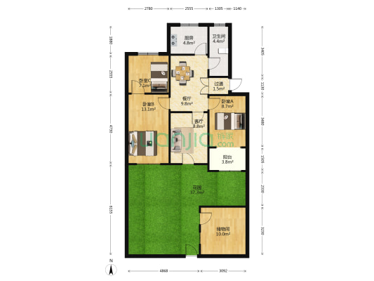驿城供销社家属院 3室2厅1卫 77平方