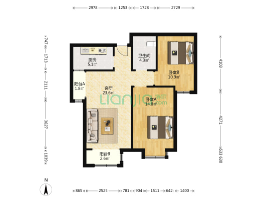 佳源·观城 2室1厅1卫 89平方