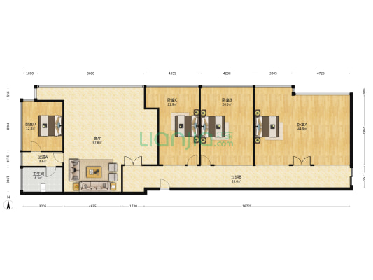 川商大厦 4室1厅1卫 286平方
