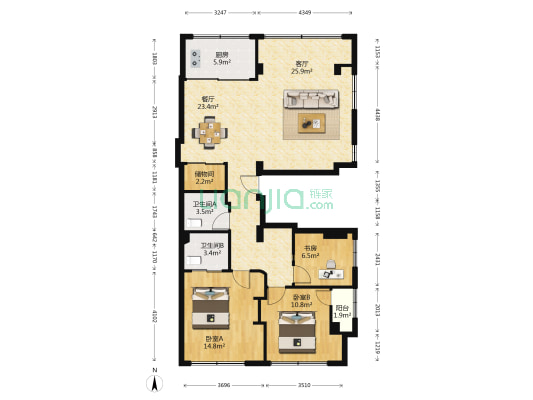 悬浦中路 3室2厅2卫 134平方