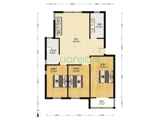 胜利路216号小区 3室1厅1卫 115平方