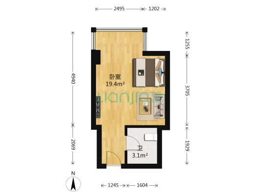 锦华时代 1室0厅1卫 30平方