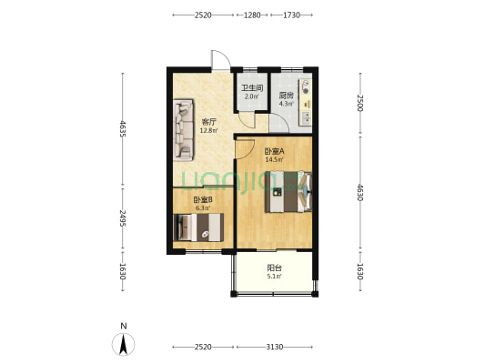 立新西院 2室1厅1卫 50平方