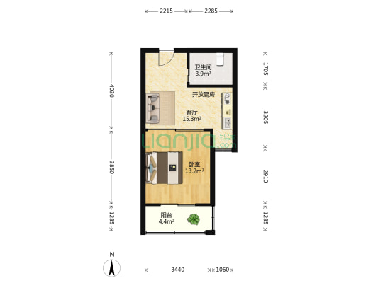 瑞香花园 1室1厅1卫 47平方